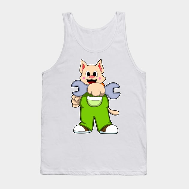 Cat as Craftsman with Wrench Tank Top by Markus Schnabel